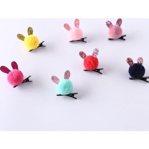 10pcs/lot Mini Solid Fur Pompom Ball Girls Small Lovely Hairclip Kids Hairpins Hair Accessories for Children Pom Hairball Clips