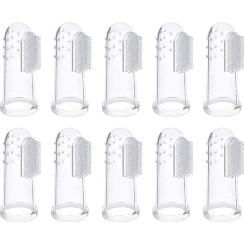 10 Pieces Soft Silicone Pet Finger Toothbrush, Tooth Cleaner Dog Cat Teeth Cleaning-ABUX