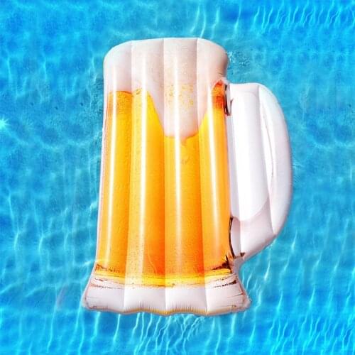182cm Beers Mug Shape Floating Water Hammock Lounge Chair Swimming Pool Inflatable Float Rafts for Summer Beach Supply FK88