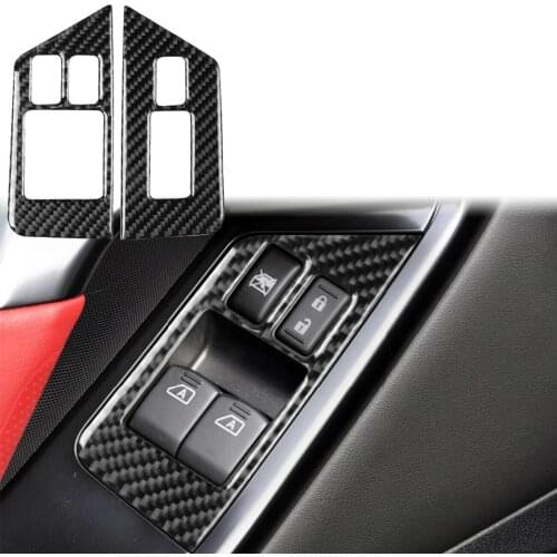 Carbon Fiber Car Window Switch Panel Frame Cover Trim Accessories For Nissan GTR R35 2008-2016 2PC