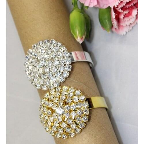 2018 Real Rushed Stocked Free Shipping 12 Pcs Silver/golden Rhinestone Napkin Rings Serviette Holder Wedding Ring Decorative