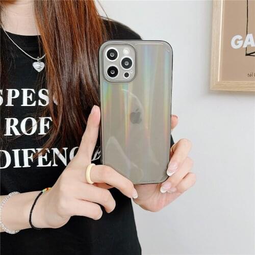 2021 Straight TPU Phone Case For iPhone 12 Mini/11/12Pro Max XR XS Max Plain Aurora Precision Funda Cover For iPhone SE 7 8Plus