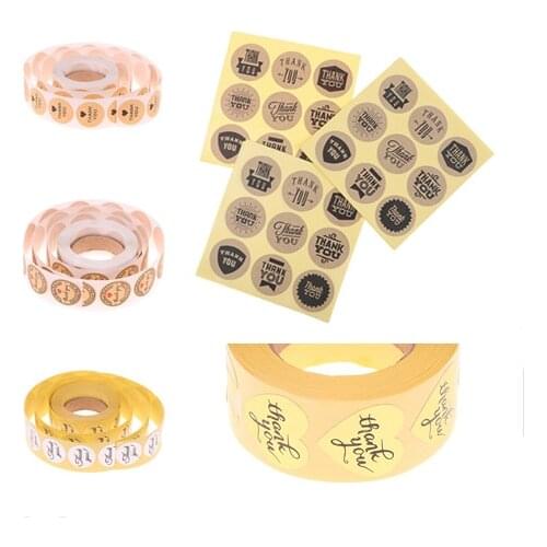 DIY 500pcs THANK YOU Stickers Cake Biscuit Baking Heart Sealing Labels Gift Box Adhesive Sticker Scrapbooking Kawaii Stationery