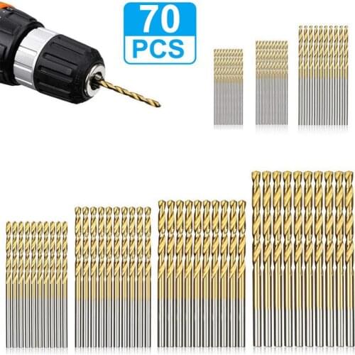 70PCS Drill Bits Set High Speed Steel DIY Construction Engineer Plastic Aluminum Alloy Soft Metal Titanium Twist Drill Bits Kit