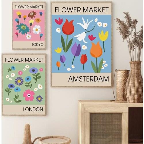 Abstract Colorful Market Japan London Amsterdam Wall Art Canvas Painting Nordic Posters And Prints Wall Pictures For Living Room