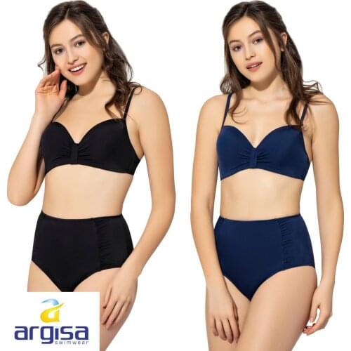 Argisa 5010 Solid Color Large High Waist Bikini Set 36-42 Turkey Womens Swimwear Fashion Biquini Beachwear Two Piece