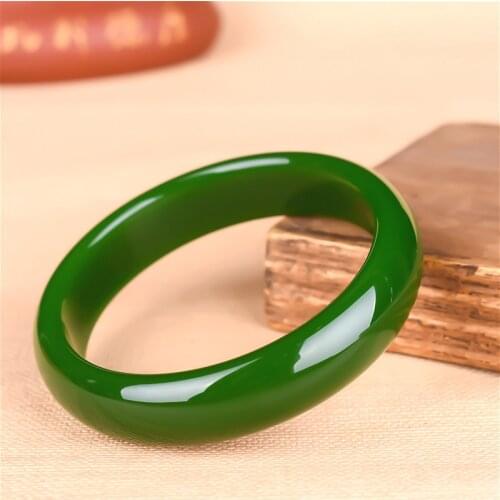 Natural Green Jade Bangle Bracelet Genuine Hand-Carved Fine Charm Jewellery Fashion Accessories Amulet for Men Women Gifts