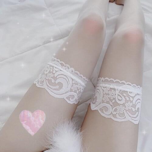 Pure Lovely Over Knee Black White Sexy Stockings Cosplay Thigh High Stocking Erotic Suspender High Tube Silk Stockings