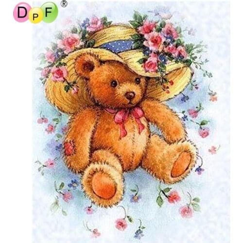DPF diamond painting cross stitch needlework DIY 5D crafts diamond mosaic square brown bear hat home decor diamond embroidery