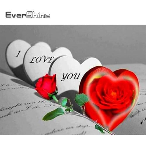 EverShine 5D Diamond Painting Heart Picture Of Rhinestones Full Drill Square Diamond Embroidery Landscape Mosaic Wall Art Decors