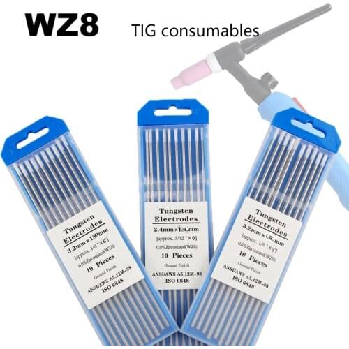 WZ8 Argon Arc Welding Torch Accessories White Ceriated Tungsten Electrode 10Pcs For Welder