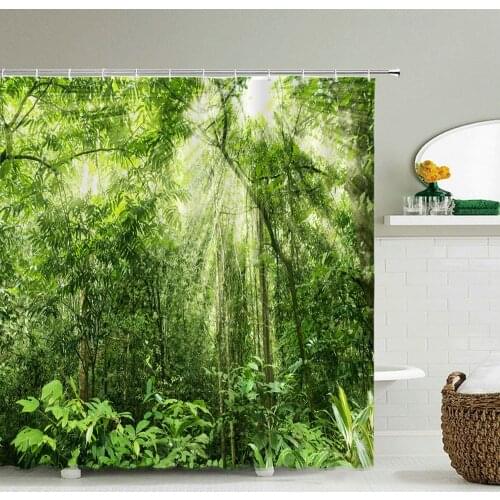Beautiful natural landscape, forest, lake, shower curtain, bathroom decoration, home decoration