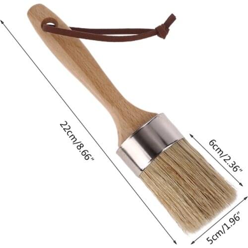 Round Chalk Paint Wax Brush Furniture DIY Painting Waxing Tool Ergonomic Wood Handle Natural Bristle Brushes
