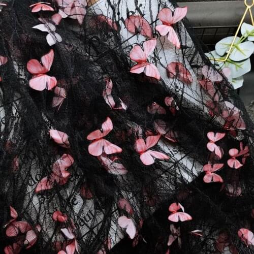 3D butterfly lace fabric soft net yarn clothing dress childrens clothing Hanfu dress lace fabric DIY decorative