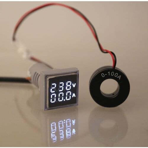 Square LED Digital Dual Display Voltmeter & Ammeter Voltage Gauge Current Meter AC 60-500V 0-100A