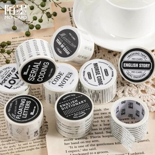 3cm Wide Simplicity English Series Masking Washi Tape Decorative Adhesive Tape Decora Diy Scrapbooking Sticker Label Stationery