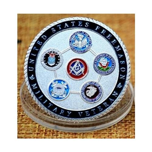 Masonic Five Army Souvenir Coins Lacquer Relief Color Commemorative Medal Badge Coins Collection Souvenir