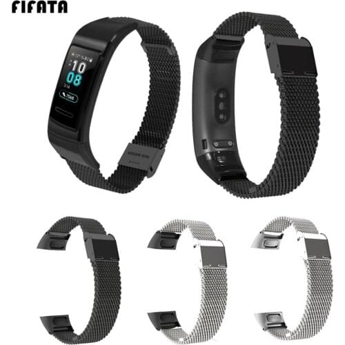 FIFATA Milanese Metal Bracelet Strap For Huawei Band 3 / 3 pro Watch Wristband Stainless Steel Strap Replacement Accessories