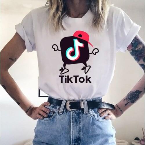 Sweet Girls TIK TOK Summer Streetwear Casual Tops Hot Casual Vintage Women T-shirt