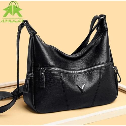 Fashion Retro Womens High Capacity Shoulder Bag Solid Color Messenger Bags 2021 New High Quality Pu Leather Travel Women Handbag