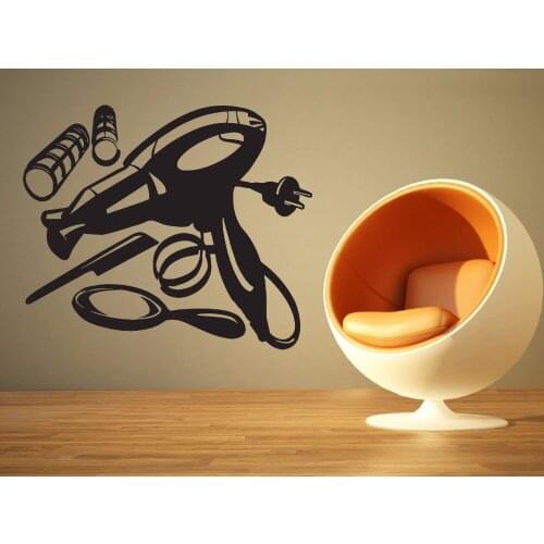 Wall Room Decor Mural Barber Shop Grooming Salon Decal Beauty Salon Tools Sign Logo Removable Vinyl Art Wall Sticker B123