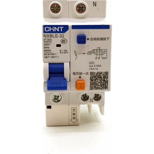New CHINT Residual Current Operated Circuit Breaker NXBLE-32 1P+N C10A 16A 20A 25A 32A RCBO DZ47LE-32 1P+N Circuit Breaker