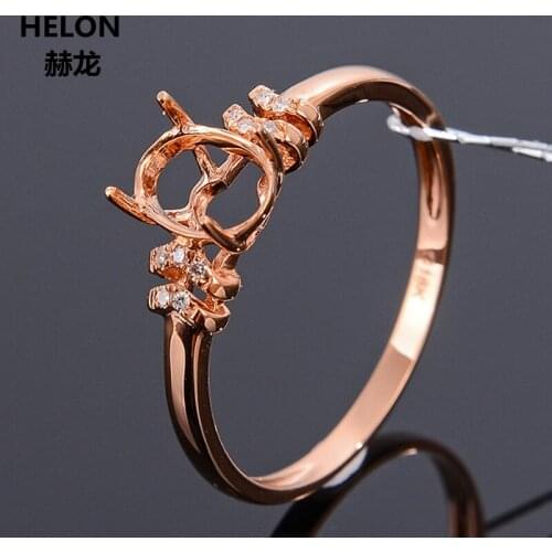 Solid 10k Rose Gold Natural Diamonds Wedding Ring 5x7mm Oval Cut Semi Mount Engagement Ring Yellow Rose Gold Optional