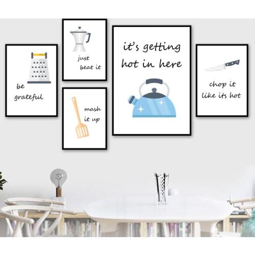 Cartoon Kitchenware Quotes Nordic Poster Wall Art Canvas Painting Posters And Prints Wall Pictures For Living Room Kitchen Decor