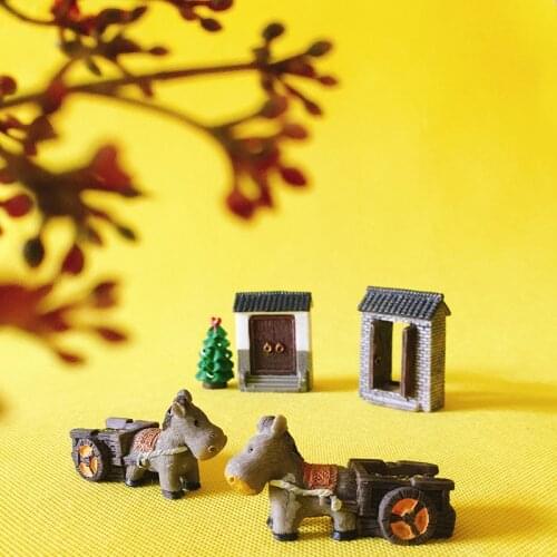 Sale~5 Pcs donkey/animals/fantasy miniatures/cute/ fairy garden/gnome/moss terrarium decor/crafts/bonsai/bottle garden c036 DIY