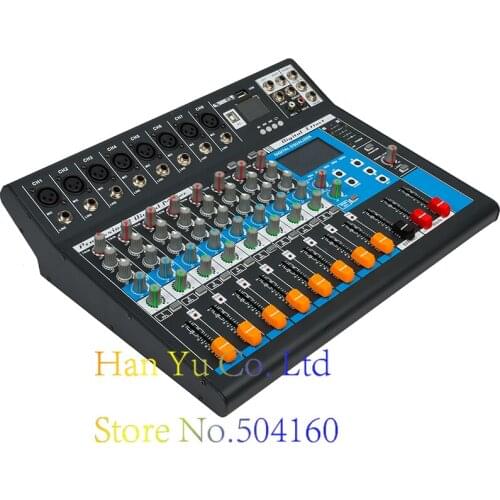 Professional Karaoke Audio Mixer 8 Channel Amplifier Microphone Sound Mixing Console With USB 48V Phantom Power