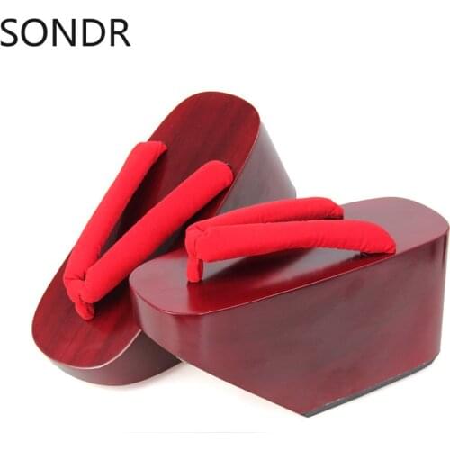 Wooden Japanese GETA Clog Bidentate Flops Flip Wood Sandal Shoes Cosplay Japan Geisha Wooden Floral Mixed Colors C016