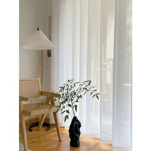 Modern Sheer Curtains Stripe Window Tulle Curtain For Living Room White Blinds Screen Voile Curtain For Bedroom Kitchen Decor