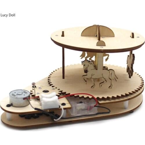 STEM Toys for Children Educational Science Experiment Technology Toy Set DIY Carousel Model Puzzle Painted Kids Toys