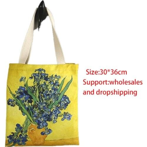New Van Gogh Oil Painting Canvas Tote Bag Retro Art Fashion Travel Bag Women Leisure Eco Shopping High Quality Foldable Handbag