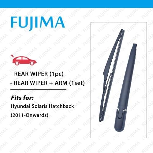 Rear Wiper Blade and Arm for Hyundai Solaris Hatchback (2011-Onwards) Back Window Windscreen Rear Wiper Arm