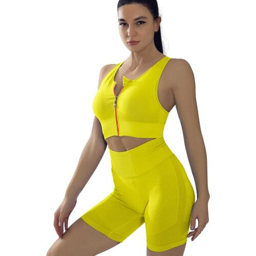 Seamless Yoga Sets Women 2 Piece Set Women Workout Clothes Gym Clothes Running Pants Sport Suit Shorts Set Crop Top Fitness Sets