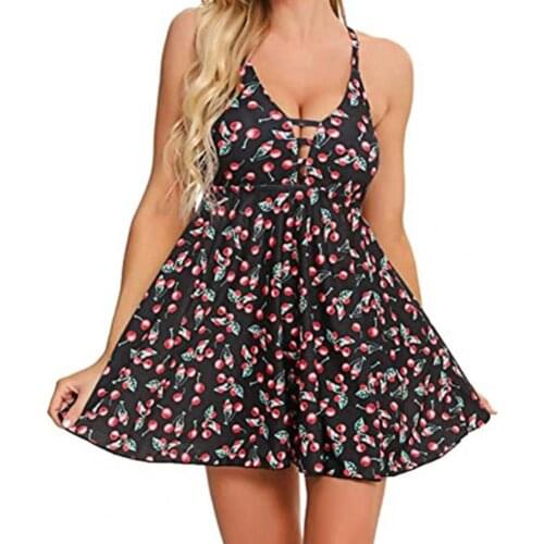 Women Printing Push Up Padded Top Tummy Control Boyshorts Bathing Suit Swimsuit Swimwear for Swimming