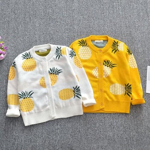 1-6Yrs Baby Boys Girls Pineapple Cardigan Coat Children Clothing Spring Autumn Boy Girl Long Sleeve Knitted Kids Cardigan Coat