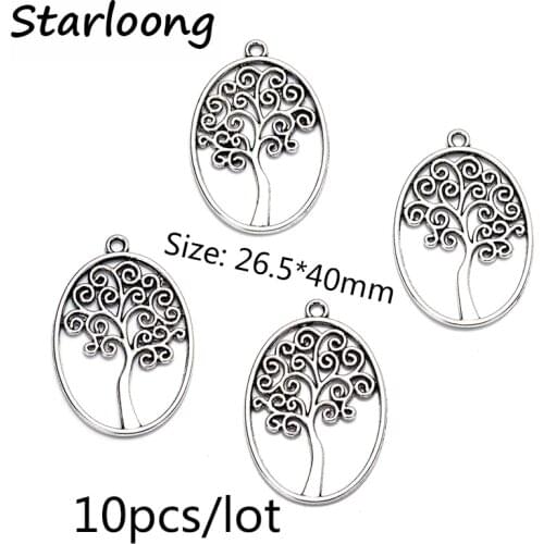 10pcs/lot zinc alloy antique vintage silver plated Oval tree life charm pendants for Bracelet Necklace DIY Jewelry Making