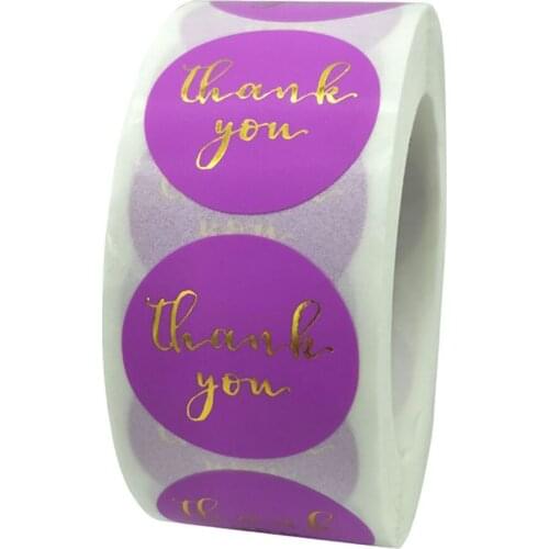 500pcs Purple Thank You Stickers 1 Inch Round Label Stickers For Envelope Wedding Festival Package Decoration Stickers