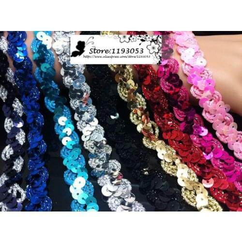 12Yard/lot Multicolour 1.5cm wide stage performances clothes sequin lace trim curtain dress accessories diy lace ribbon