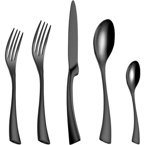 20Pcs/set Stainless Steel Black Cutlery Set Dinnerware Tableware Silverware Sets Dinner Knife and Fork Drop Shipping