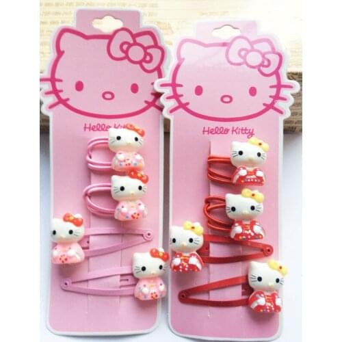 4pcs Sanrio hellokitty childrens hair accessories cartoon girl hair clip kid rubber band cute hairpin