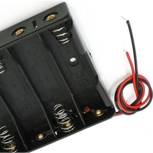 5 x 1.5V AA Battery Slot Holder Case Box Wire Black