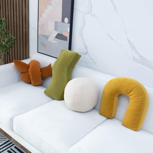 Cushion Nordic Velvet Cushion Round Geometric Shape Pillow Personality Art Decoration Coussin Pillows Sofa For Waist подушка