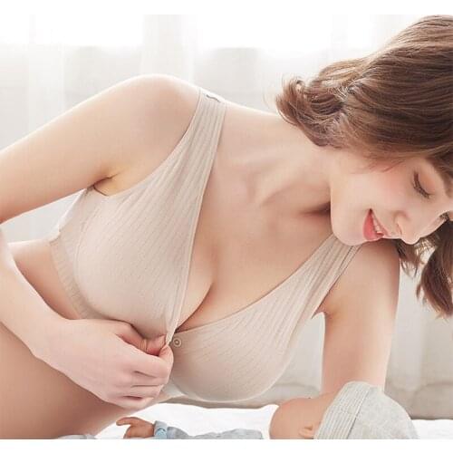 Maternity Nursing Bra Front Button Pure Cotton Nursing Bra Wire Free Summer Breathable Plus Size Simple Nursing Bra