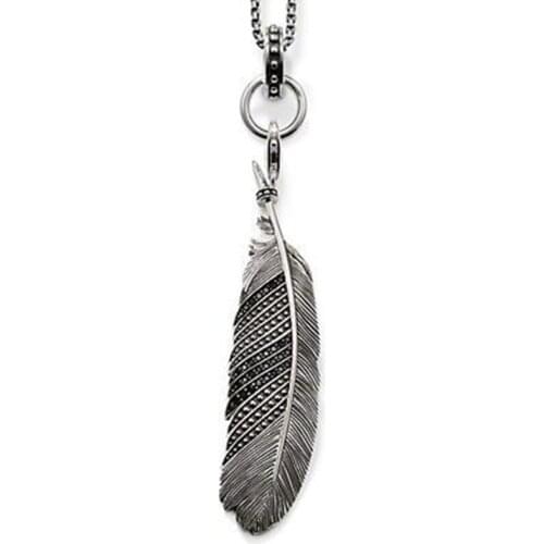 925 Sterling Silver Black Zirconia Feather Pendant Chain Necklaces Pendants, Most Fashion Bijoux Jewelry Best Gift for Women Men