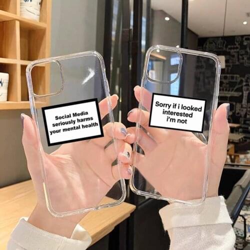 Funny Label Letter Phone Case Transparent for iPhone 11 12 mini pro XS MAX 8 7 6 6S Plus X 5S SE 2020 XR