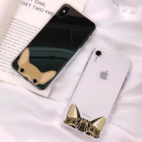 Yinuoda Cartoon puppy peeking Phone Case for iPhone 11 12 pro XS MAX 8 7 6 6S Plus X 5S SE 2020 XR cover