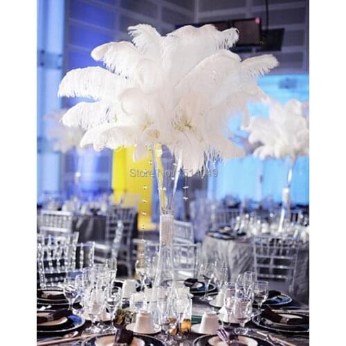 Pure Free shipping wholesale Quality 100pcs perfect natural white ostrich feather 16-18inch/40-45cm Variety of decorative diy